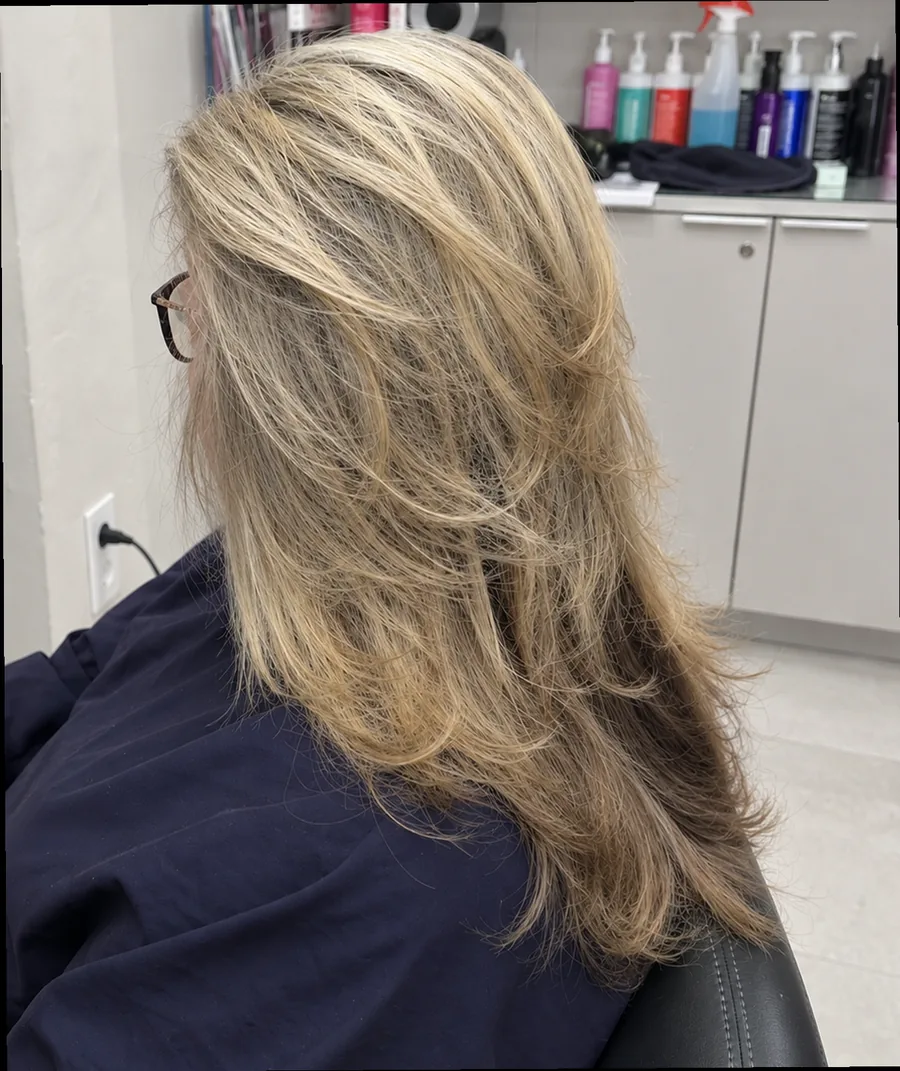 Blonde hair before the service