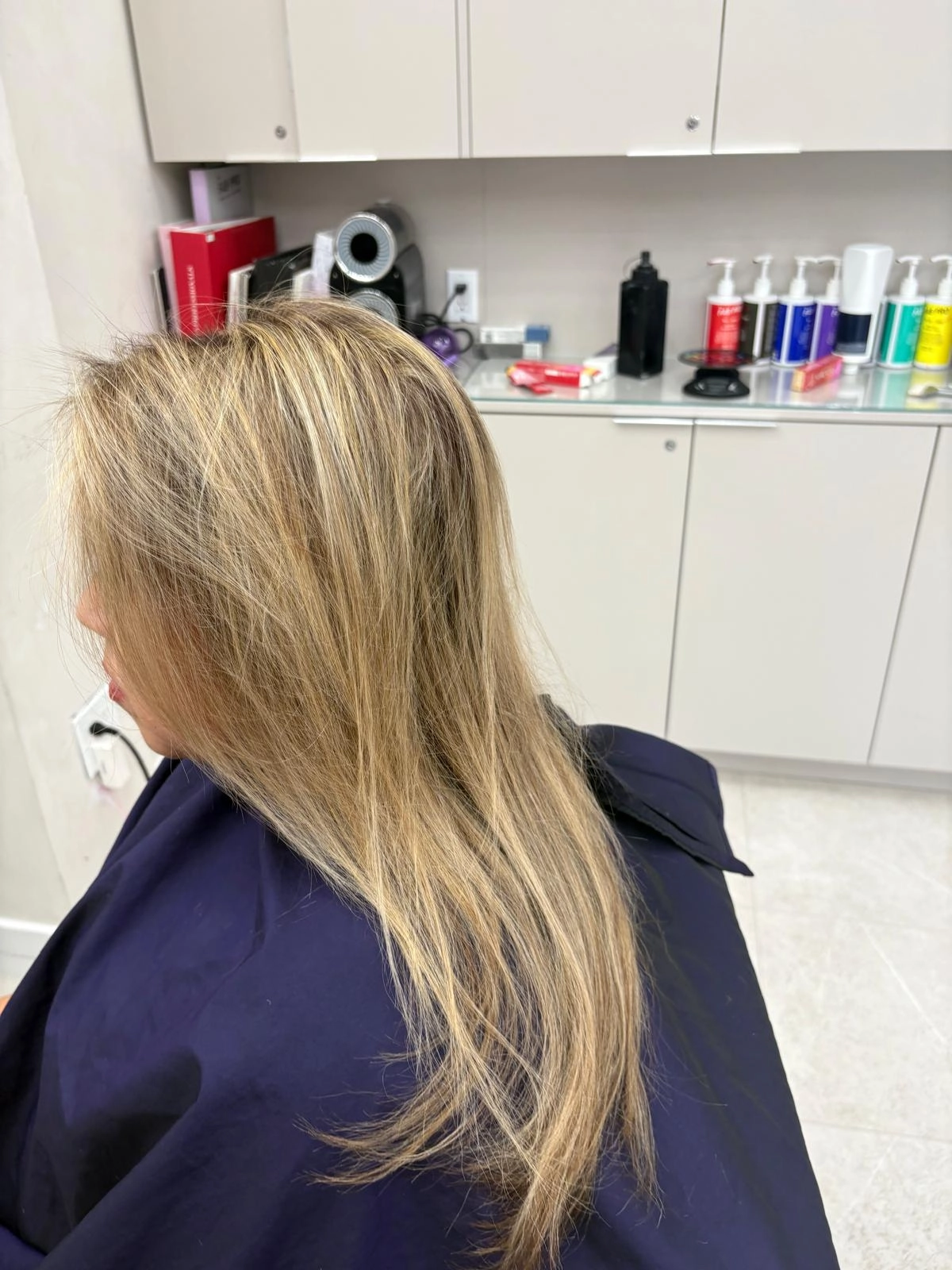 Blonde hair after a repairing treatment