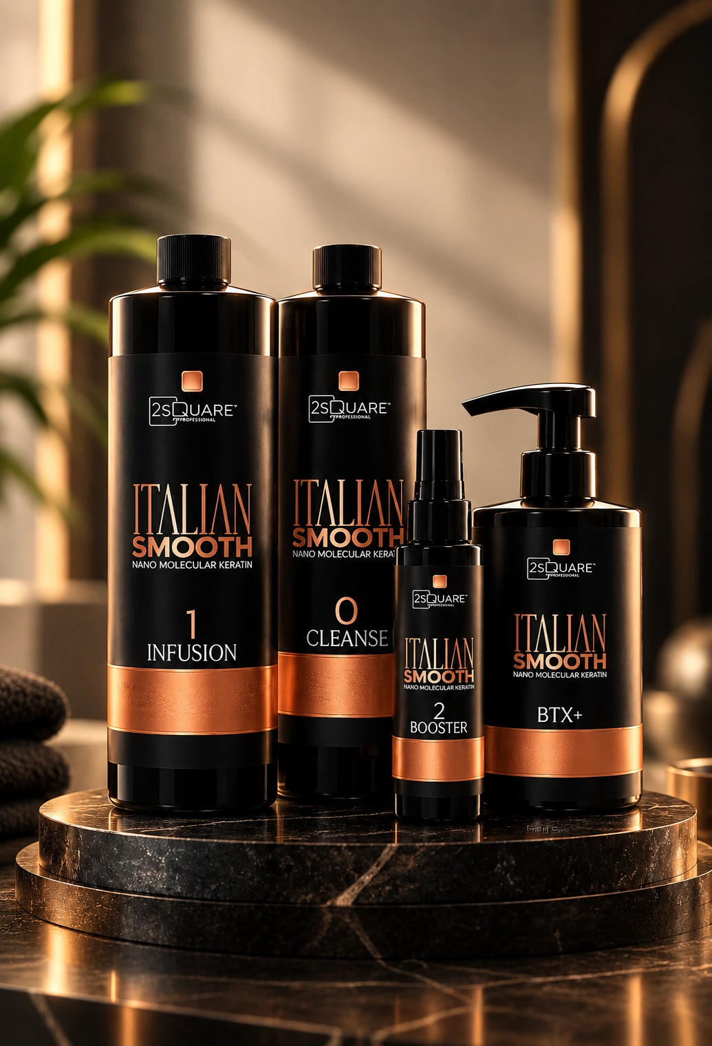 Two Square Italian Smooth repair line bottles